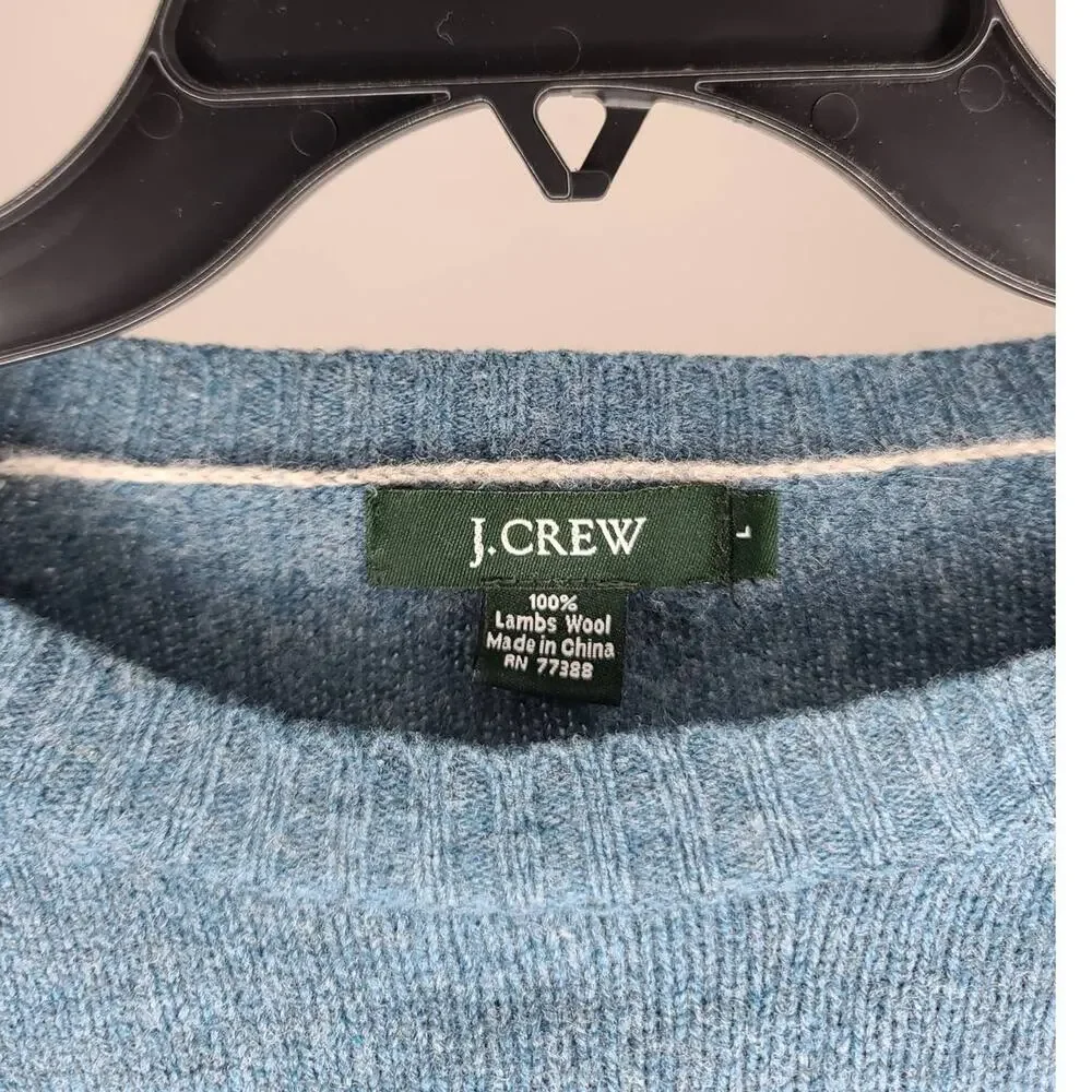 J Crew dark blue / teal lambswool long sleeve crewneck sweater - large